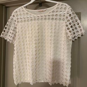 Tory Burch White/Cream Eyelet Shirt - Medium